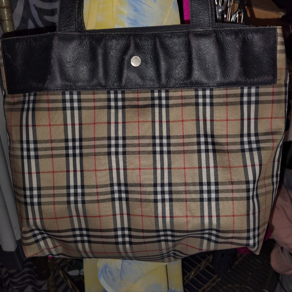 Burberry Tote  with Black  Trim